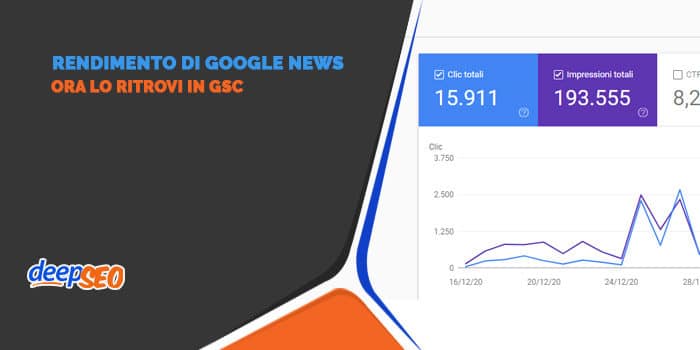 Il rapporto sul rendimento di Google News è in GSC