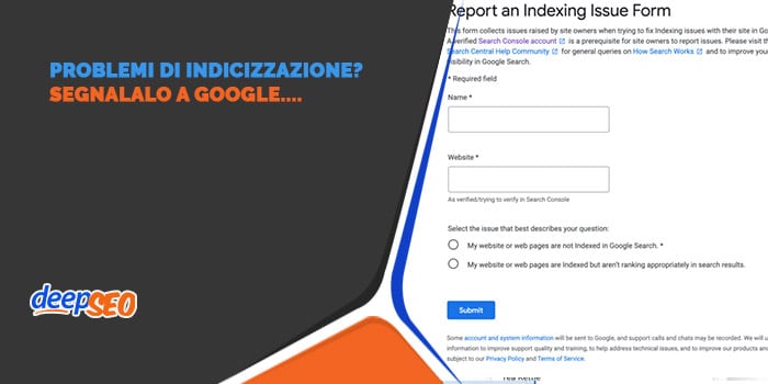 Come segnalare a Google problemi di indicizzazione?