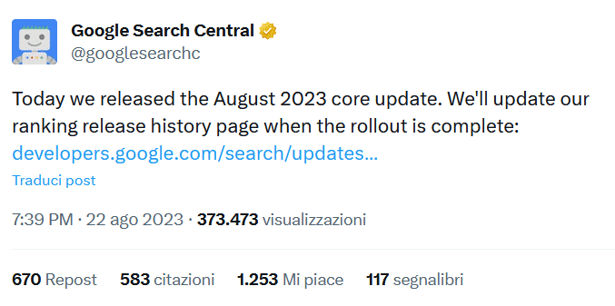 Google Core Update Agosto 2023